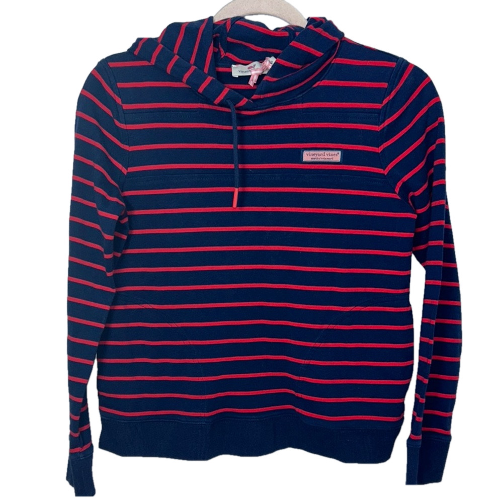 Vineyard Vines Navy Red Stripe Hoodie